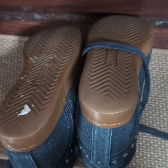 Guess Women Denim High-Top Sneakers Size 7.5M - Picture 9 of 12